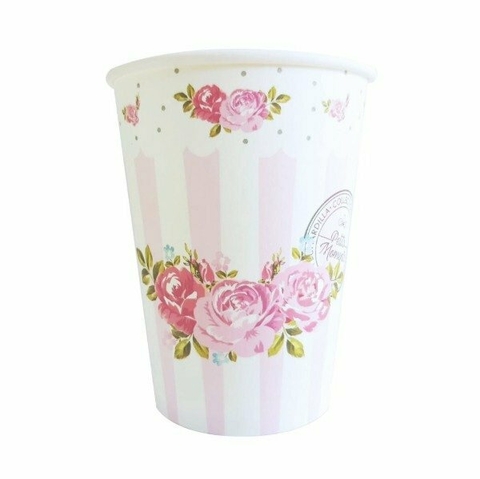 VASO POLIPAPEL FLORES CHIC X10