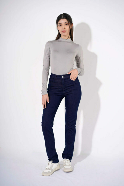 Jean recto elastizado tiro alto - comprar online