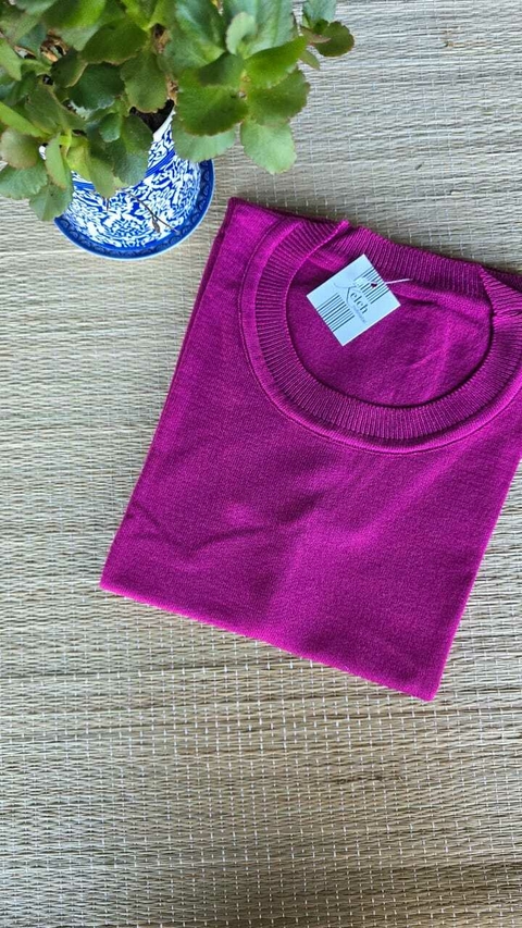 BS-0778P- Blusa Lavínia tricot modal com mangas, fuccia - comprar online