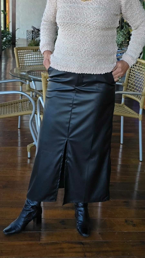 SA-0226 - Saia longa couro sintético (PU) preto - comprar online