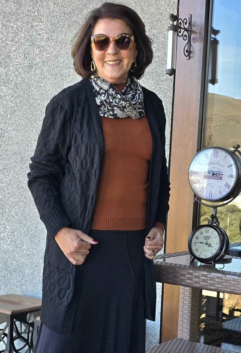 CS-0342 - Cardigan tricot colmeia preto - comprar online