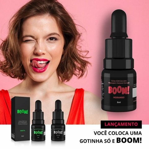 Excitante Feminino Gotas Elétricas Boom Morango - 8ml