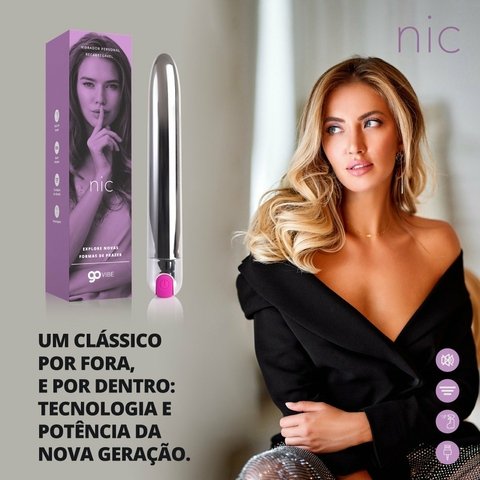 Vibrador Multivelocidade Recarregável Personal Go Vibe Nic - 18,5 cm x 2,6 cm