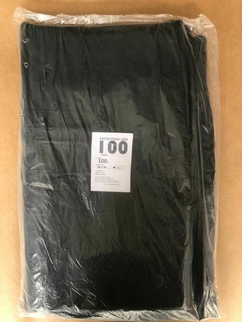 SACO DE LIXO 100 LITROS PRETO COM 100 UN C3 PERI