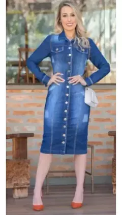 Vestido Jeans Denin Midi 1461 Saiaria - comprar online