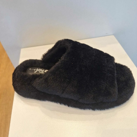 Chinelo Preto Pêlo June Shoes