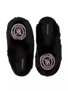 Pantuflas Simil Piel Negro Logo Bordado S 35/36 M 37/38 L 39/40 Victoria's Secret - comprar online