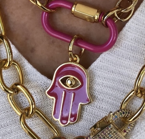 Pingente Mão de Fátima Pink