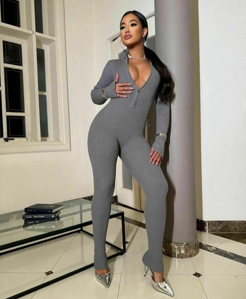 Macacão Modal Com Ziper Virginia Manga Longa