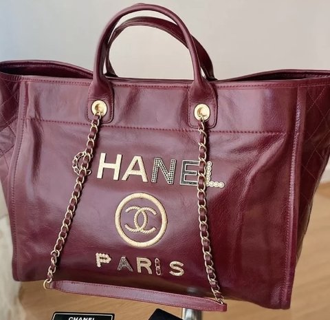 Chanel Cambom Large Deauville em couro legítimo premium