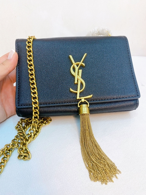 Bolsa YSL TASSEL SMALL alças de correntes douradas