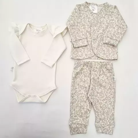 Kit X3 piezas recien nacidos interlock florcita liberty rosa- Talle 1 - comprar online