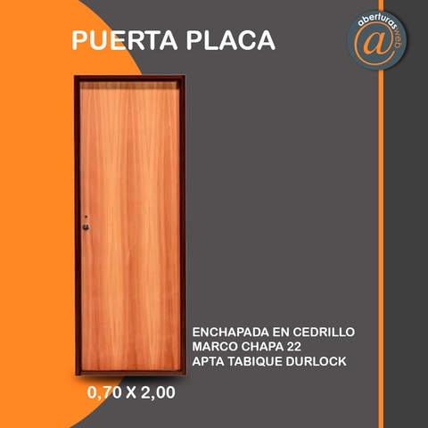 Puerta Placa Cedrillo 0,60 - 0,70 M/Chapa 22 Apto Durlock