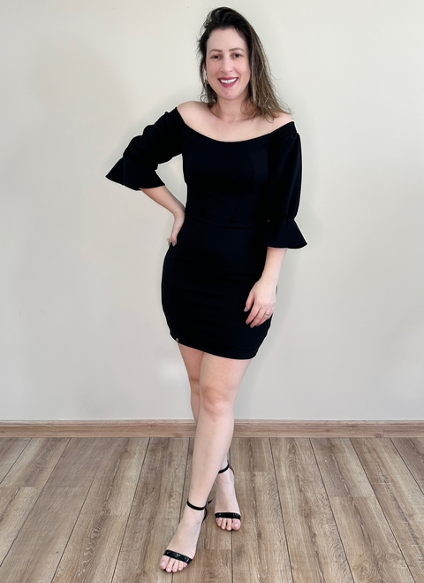Vestido Curto ombro a ombro preto Gigi