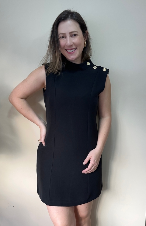 Vestido tubinho reto preto Silvia