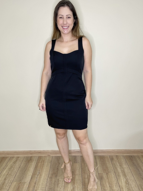 Vestido reto tubinho preto Aline