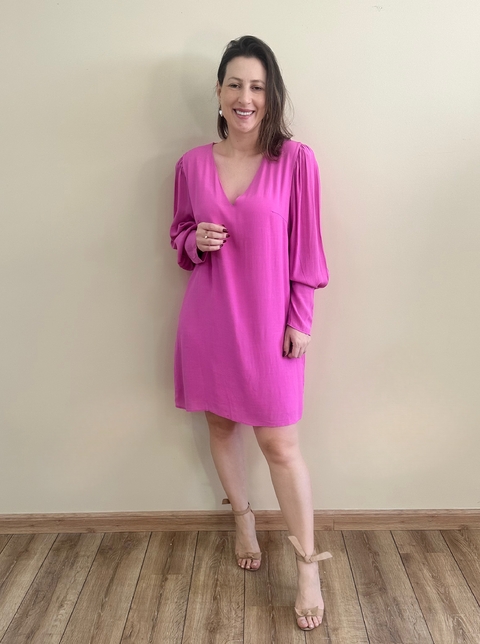 VESTIDO curto com manga longa rosa SABRINE