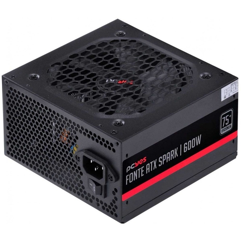 FONTE ATX PCYES SPARK 600W 75+ PFC ATIVO