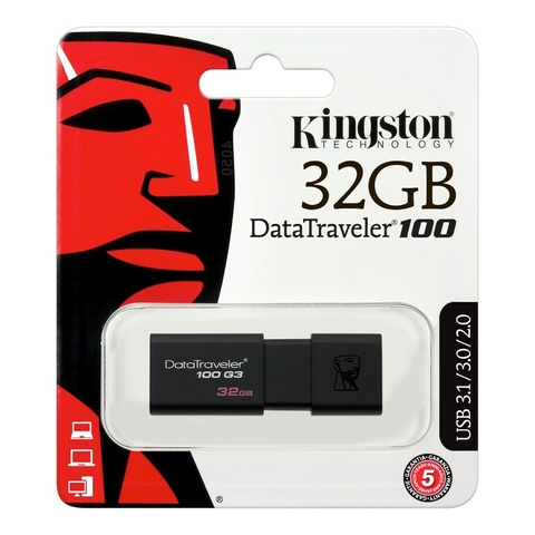 Pen Drive DT100G3 32GB USB 3.0 DT100G3/32GB Preto - Kingston - comprar online