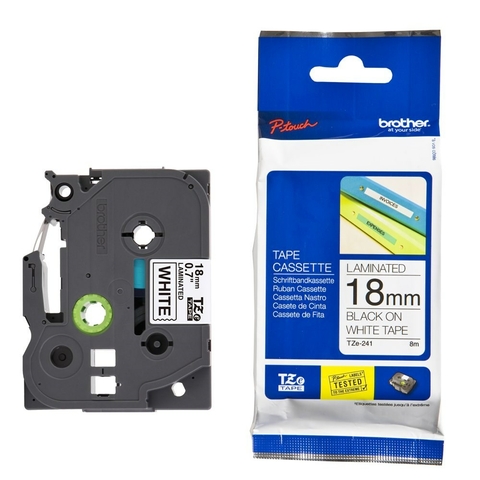 FITA ROTULADOR TZE-241 BRANCA ESCRITA PRETA PLASTICA 18MM - BROTHER