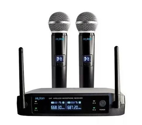 MICROFONE SEM FIO DUPLO 50 HZ LS902 DIGITAL CARDIÓIDE - LESON