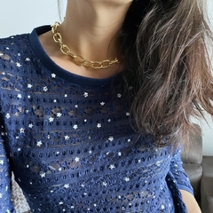 Colar Elo Cadeado Dourado