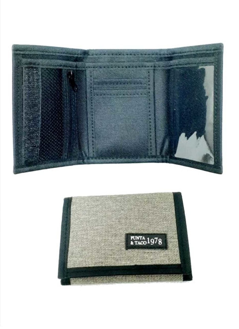 BILLETERA DE LONA GRIS CLARO