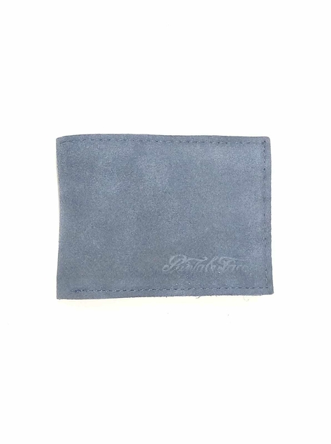 BILLETERA DE CUERO CON VOLANTE. LÍNEA URBANA. NOBUK AZUL