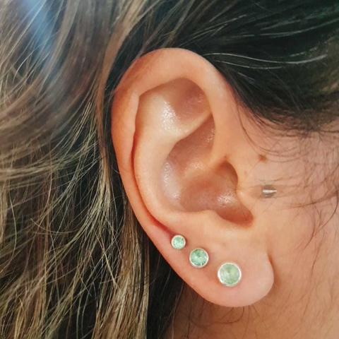 Brinco trio zirconia - verde