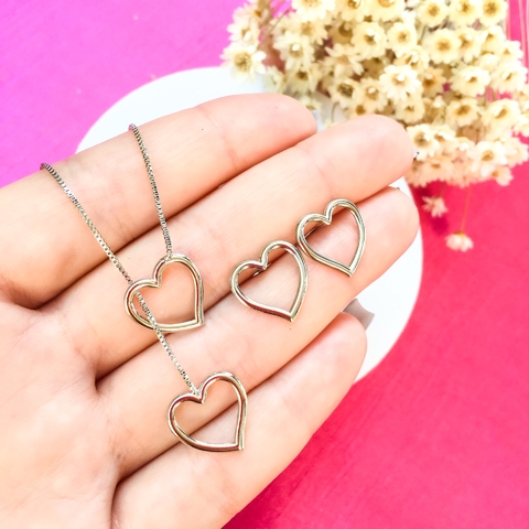 Conjunto Gravatinha de Coração Folheado
