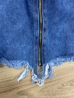 Saia zíper jeans escuro na internet