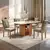 Conjunto Sala de Jantar Mesa Tampo Slim Plus Vidro 120x90cm com 4 Cadeiras Elis Yescasa Cinamomo/Off White/Veludo Areia