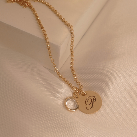 Colar medalha letra inicial