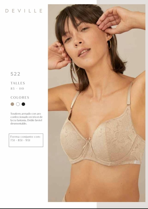 Soutien con aro y taza armada de lycra con puntilla - DEVILLE 552