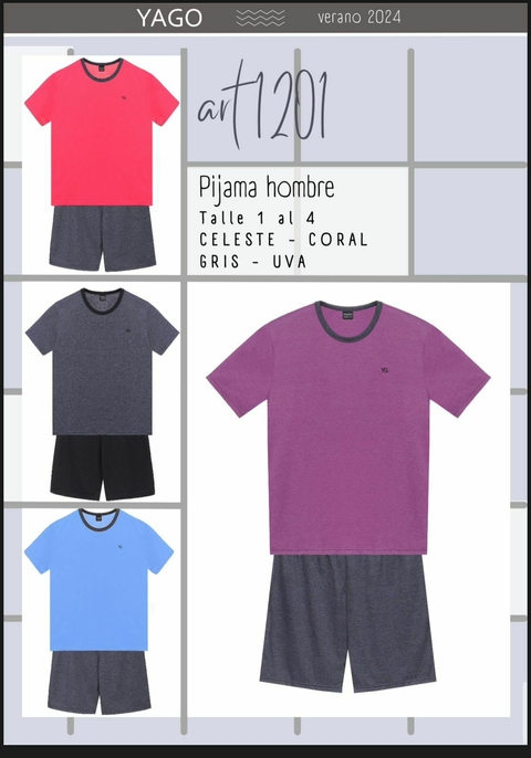 Pijama de hombre manga corta y bermudas - NINA 1201