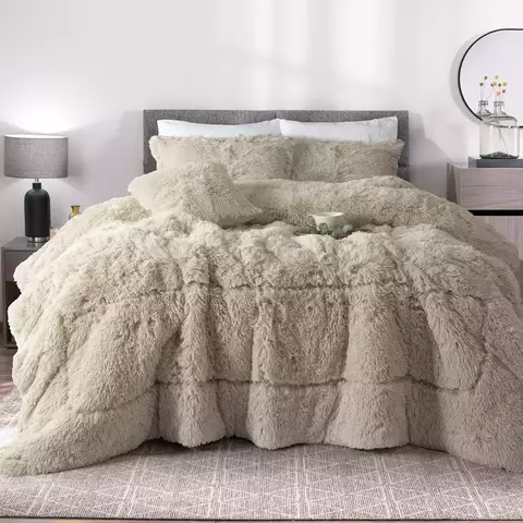 Kit Edredón 3 piezas 2 1/2 pl Flannel pelo largo "Rusia" Natural Jean Cartier