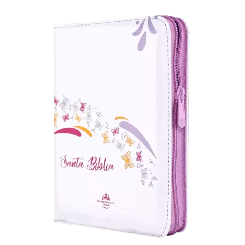 Santa Biblia RV 1960 c/ cierre - Letra Mayor - Blanco Mariposas