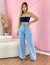 Calça Jeans Claro Wide Leg Cargo