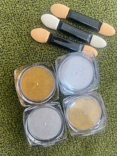 KIT 4 POTINHOS DE ASAS DE BORBOLETA DOURADO E PRATA