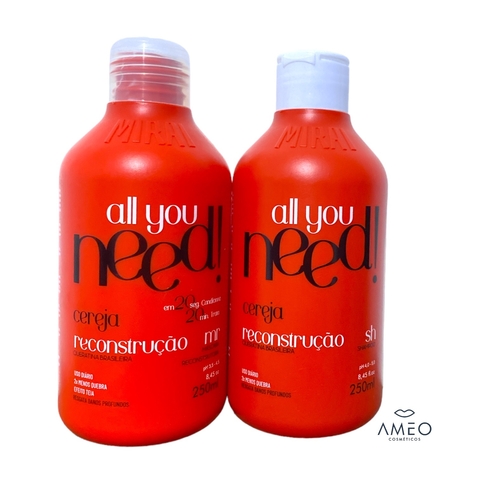 Kit Mirai Cereja Shampoo e Condicionador Reconstrução 3 Em 1