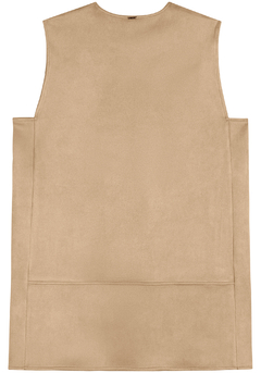 Colete Alongado Malha Suede - Bege - comprar online