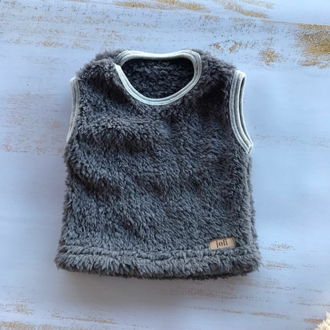 CHALECO CORDERITO BIFAZ- GRIS TOPO