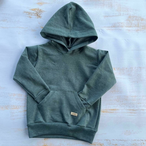 BUZO CANGURO FRISA- VERDE JASPEADO - comprar online