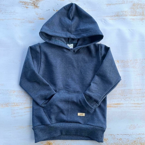 BUZO CANGURO FRISA- AZUL JASPEADO - comprar online