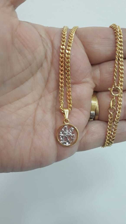 CORRENTE FOLHEADA BRUME COM PINGENTE SÃO JORGE