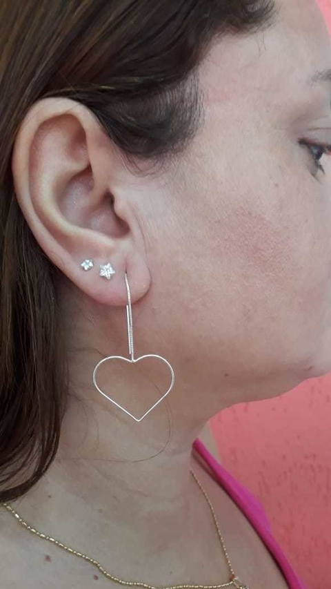 BRINCO PRATA CORAÇÃO VAZADO