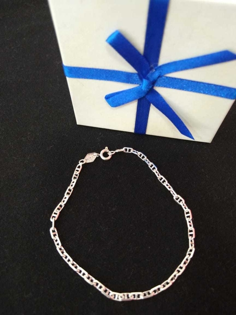 PULSEIRA MASCULINA FOLHEADA A PRATA