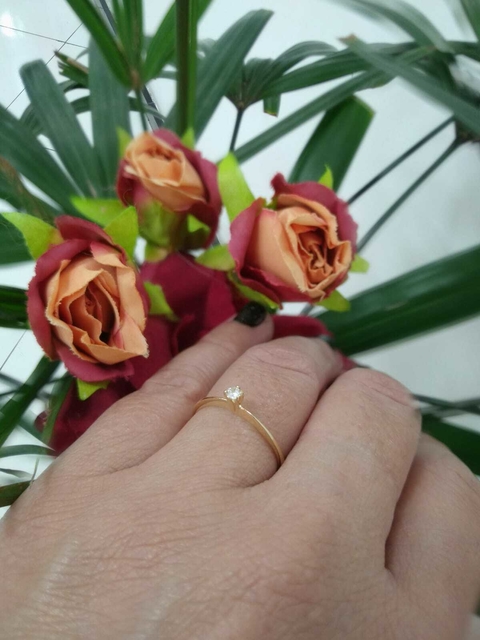 ANEL SOLITARIO FOLHEADO ZIRCONIA