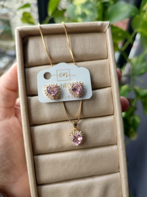 CONJUNTO DE CORACAO ROSA