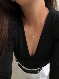 Colar moissanite 6,5mm e 1ct prata com banho de ródio - loja online